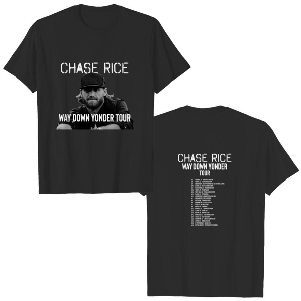 Chase Rice 2023 Way Down Yonder Music Tour 2 Sided T-Shirt 166